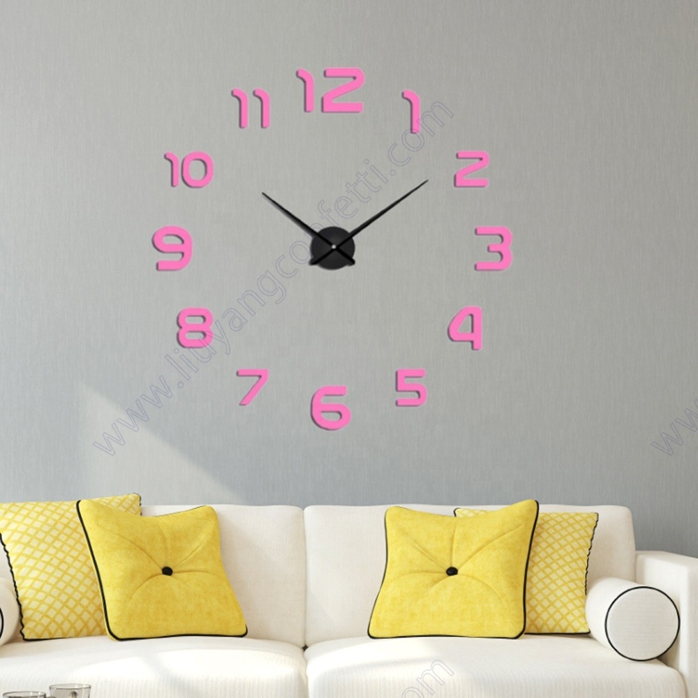 Diy Living Room Decor Acrylic Mirror Sticker Battery Operated Modern Home Decoration Office Bedroom Classroom Large Wall Clock