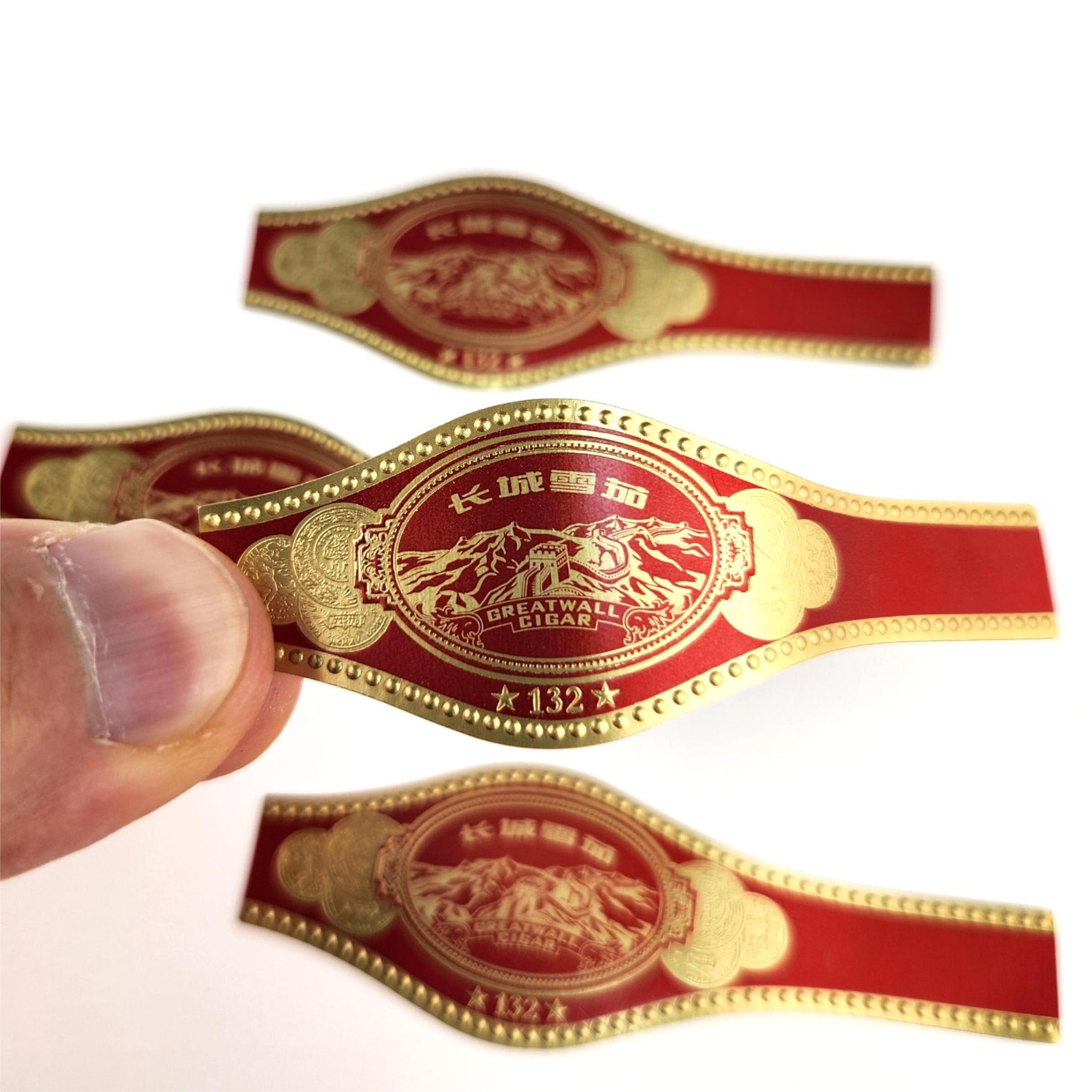 Customize Gold Foil Embossed Cigar Label Printing Cigar Ring Band Labels