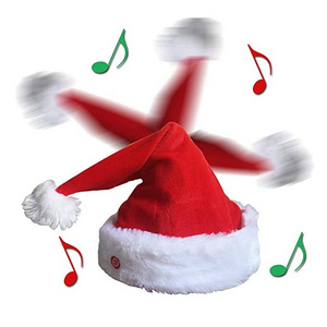 Funny Novelty Electric dancing Xmas santa hat with Musical singing Jingle Bells