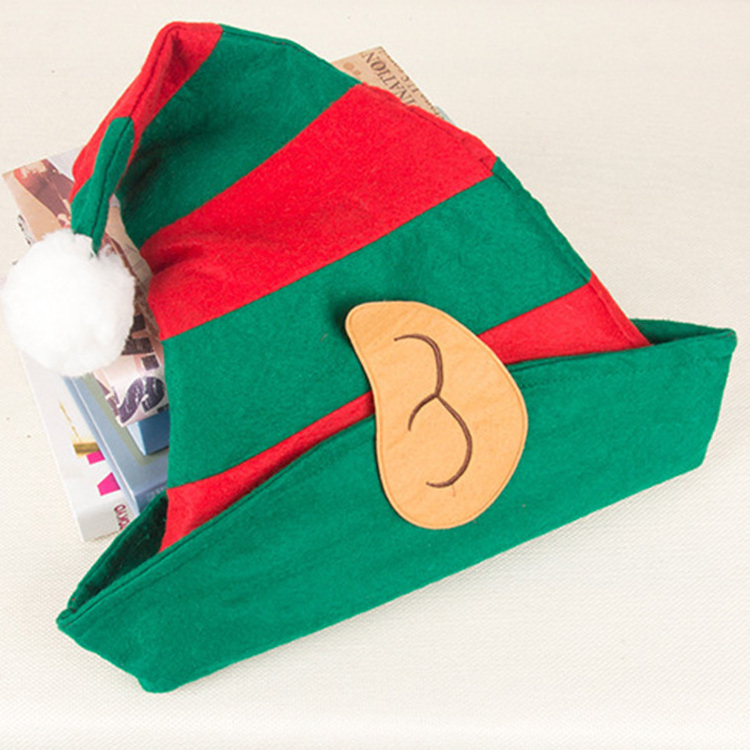 Hot Selling Adult Felt Elf Santa Claus Hats Children Xmas Cap Party Decor Green Red Ears Christmas Elf Hat