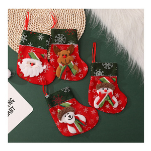 Christmas Decorations Cartoon Snowflakes Fleece Printing Xmas Socks Mini Christmas Stockings Bulk for Elf