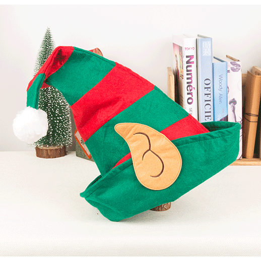 Hot Selling Adult Felt Elf Santa Claus Hats Children Xmas Cap Party Decor Green Red Ears Christmas Elf Hat