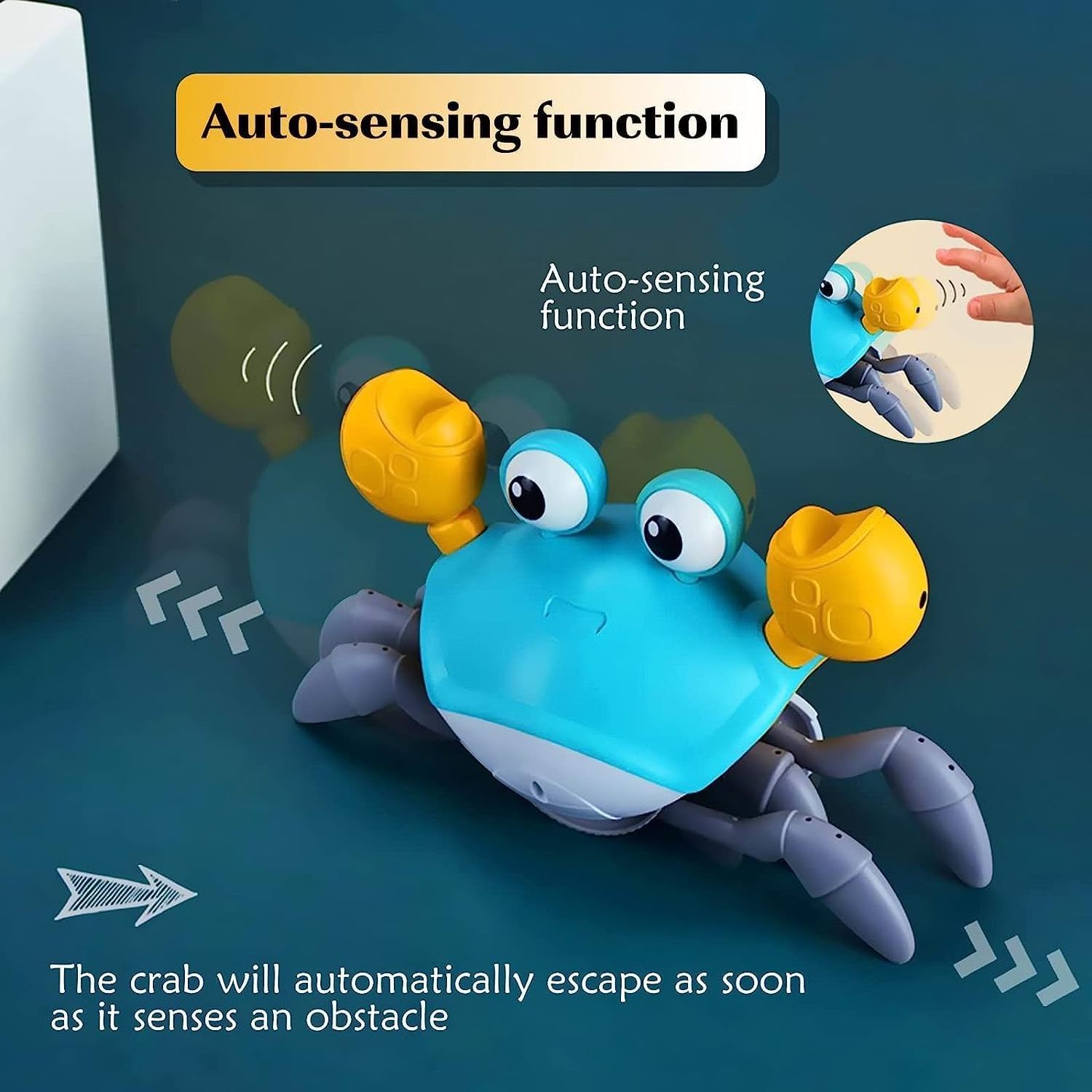 Electric Runaway Pet Interactive Movement Toys Obstacle Avoidance Crawling Crab Dog Toys with Music& Lights