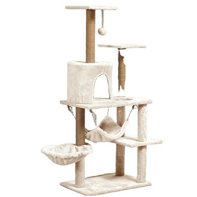 38*55*130cm Jumping Platform Sisal Climbing Frame Wooden Post Cat Tower Toy Hammock Tree Cat Trees Scratcher  for Large Cats