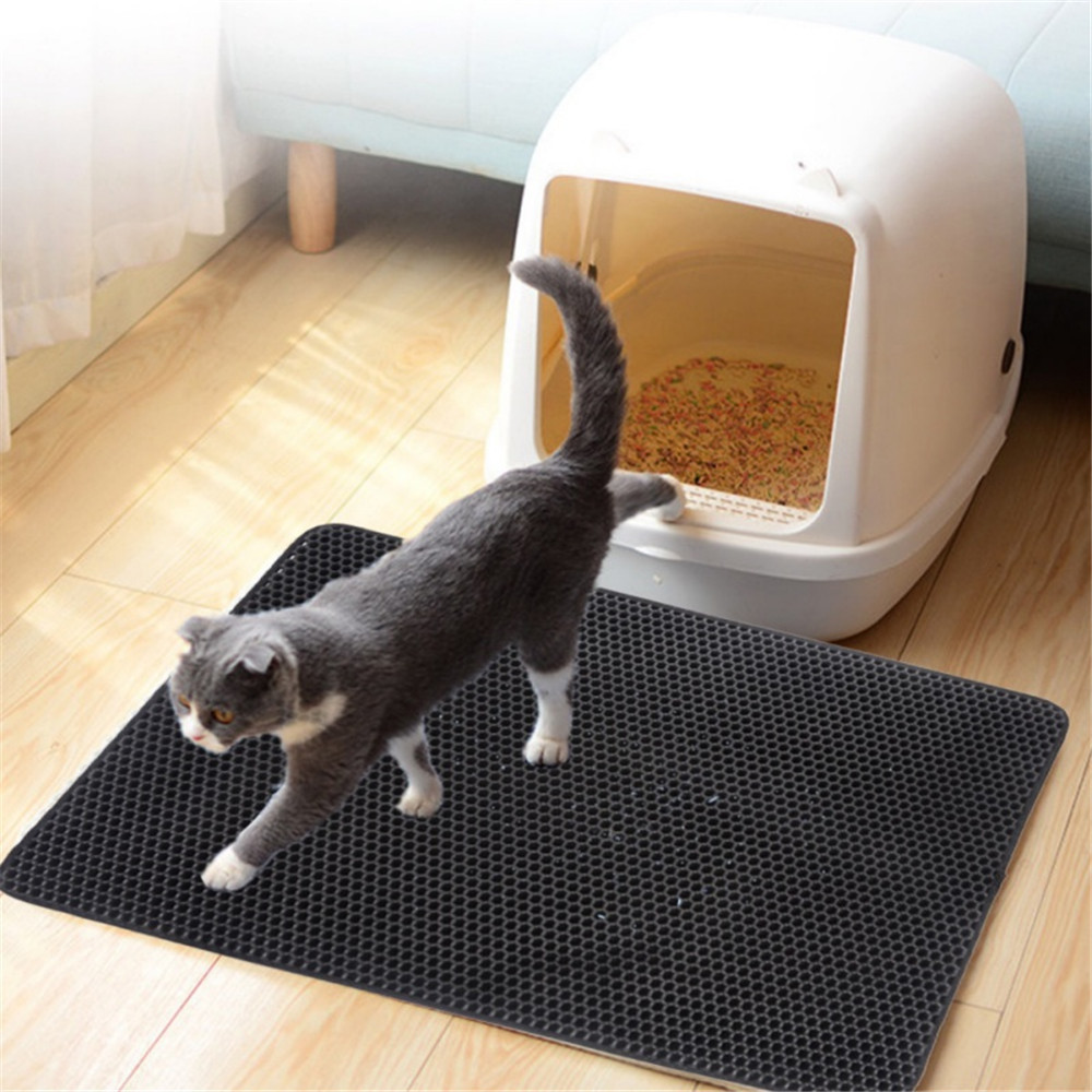 Pet Cat Litter Mat Waterproof EVA Double Layer Cat Litter Trapping Pet Litter Box Mat Clean Pad