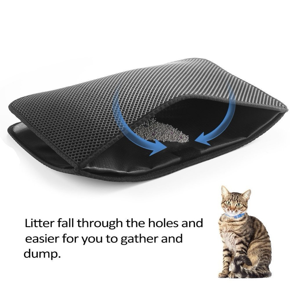 Pet Cat Litter Mat Waterproof EVA Double Layer Cat Litter Trapping Pet Litter Box Mat Clean Pad