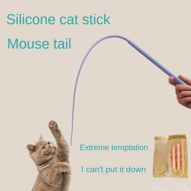 Shengfeng Interactive Simulation Cat Toy Replaceable Rubber PET ABS Rods Custom Tease Mouse Tail Mouse Catch Interactive Stick