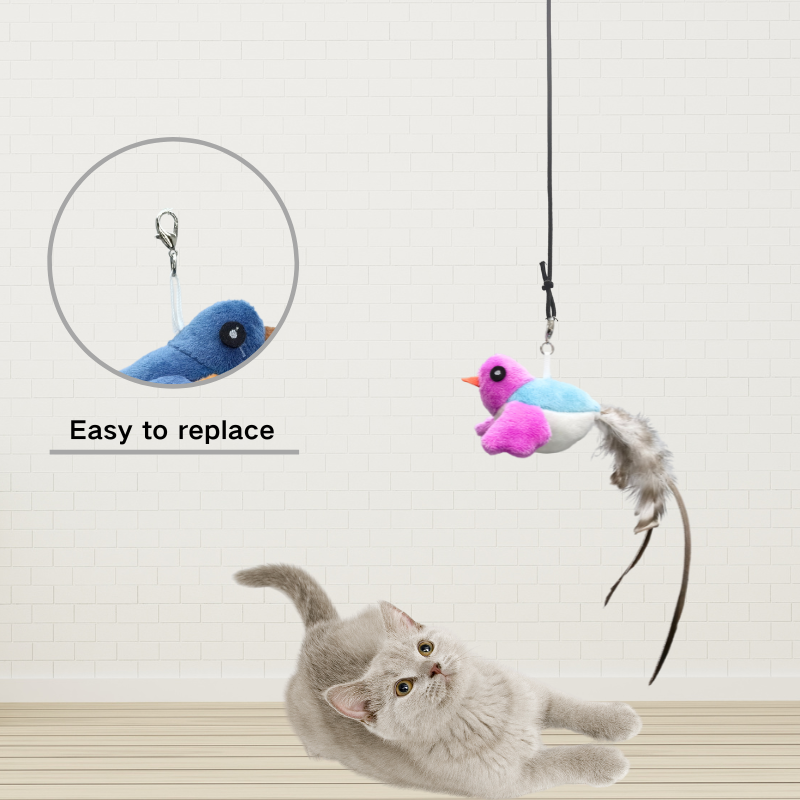 Cat accessories simulate bird chirping without charging hanging interactive cat toys for indoor chase exercise