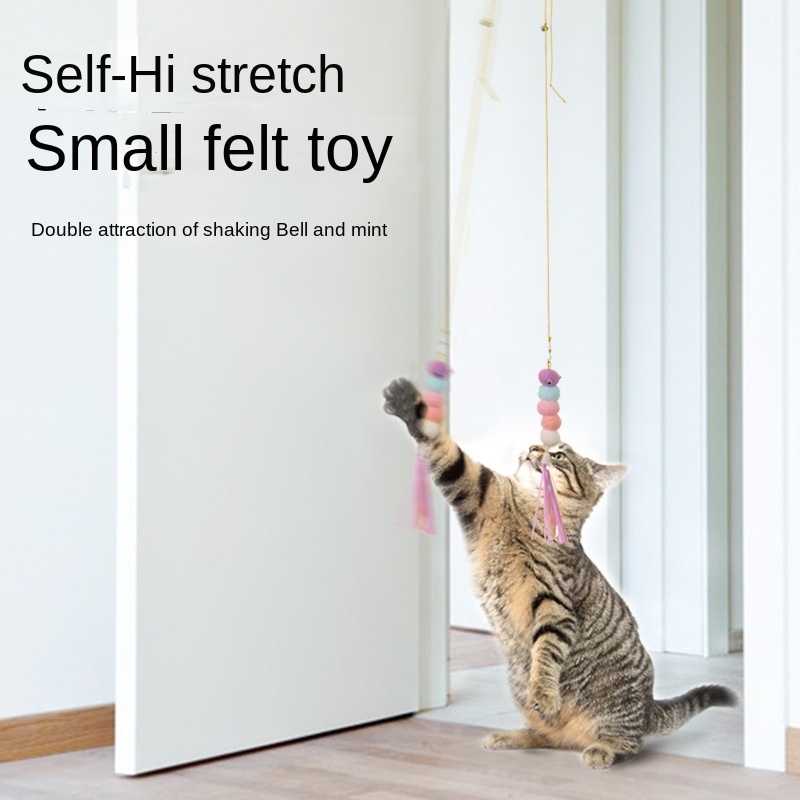 Pet cat Interactive Movement door hanging Toys with Suction Cup Retractable Catnip Felt Teaser mouse Toy for indoor Cats