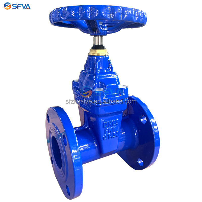 SFVA resilient seat BS5163 PN16 GI grey iron rubber wedge cast iron gate valve dn65 450 hand wheel