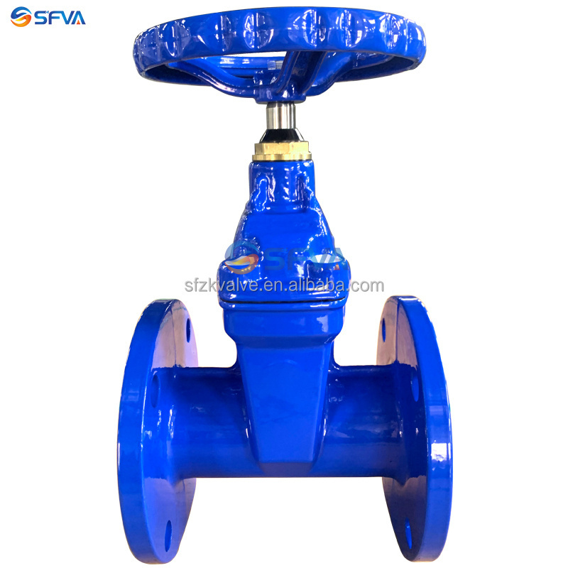 SFVA resilient seat BS5163 PN16 GI grey iron rubber wedge cast iron gate valve dn65 450 hand wheel