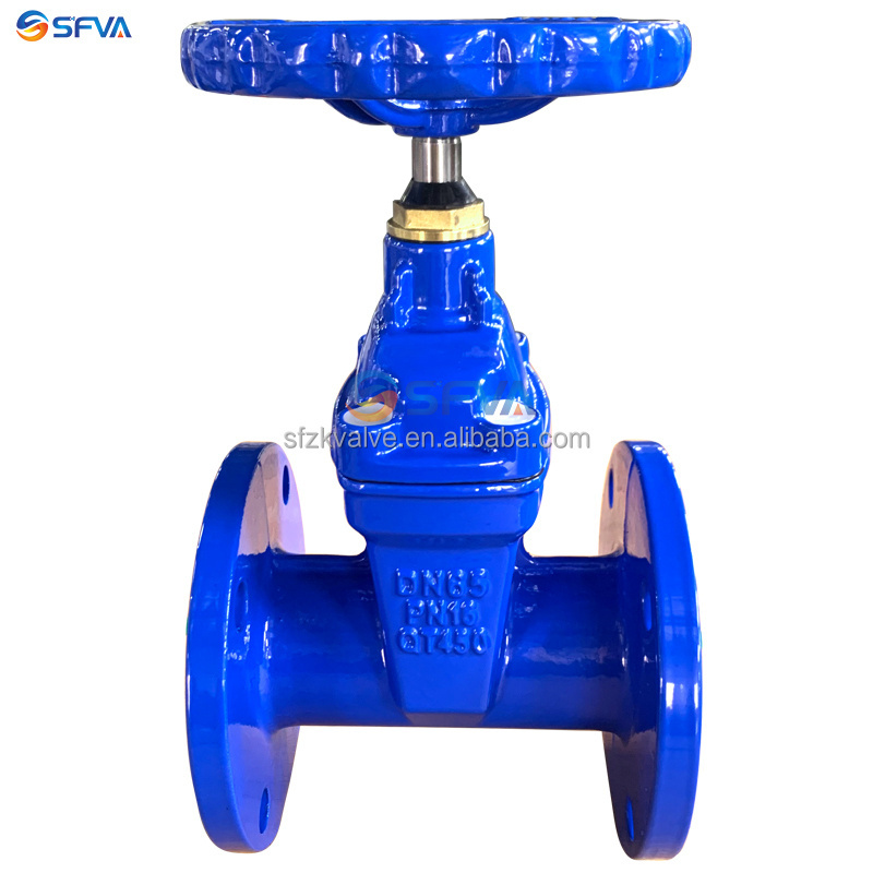 SFVA resilient seat BS5163 PN16 GI grey iron rubber wedge cast iron gate valve dn65 450 hand wheel