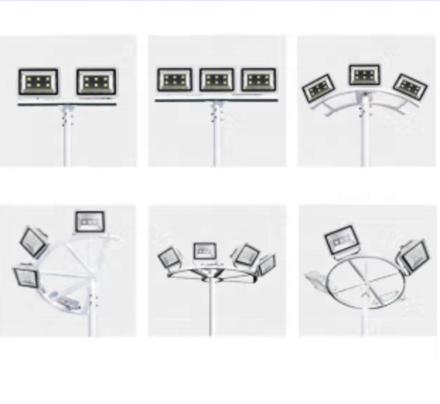 18M 25M 30M 35M 45M  52M Customized polygonal high pole stadium projection light, high pole adjustable high pole light