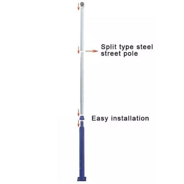 Hot Sale Split Type 4M Height Galvanized Street Light Pole Solar Garden Lighting 4M Outdoor Street Lamp Pole