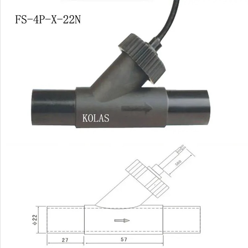 Plastic Piston FS-4P-X-22N 22mm Magnetic Water Flow Switches  With Two Wire in line Liquid Flow Sensor Switch Detector