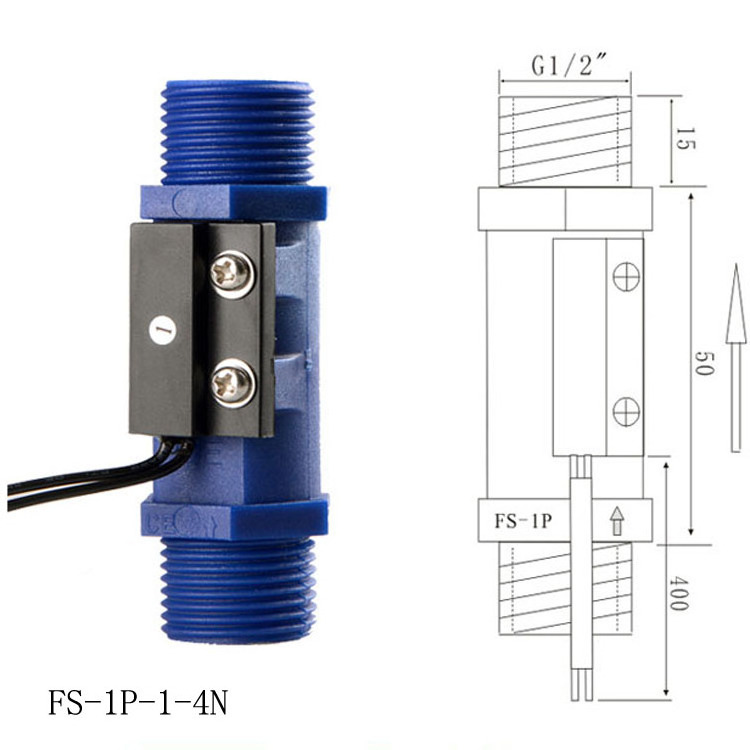 FS-1P-X-4N Plastic Magnetic Water Flow switch With Two Wire G1/2