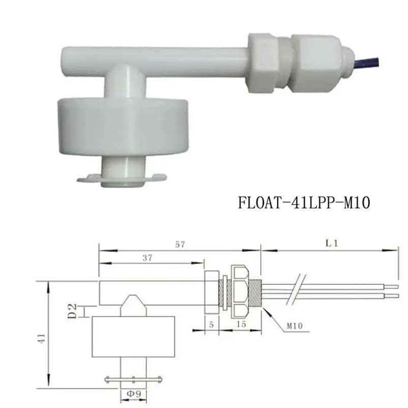 Float-41LPP-M10 Magnetic Liquid Level Sensor Fluid Level Indicator Water Tank Float Switch Plastic Level Controller