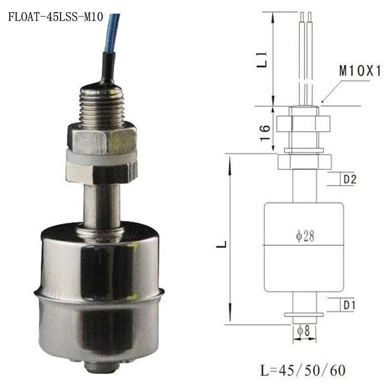 Float Switch Stainless Steel liquid water level sensor horizontal vertical float switch for high temperature device