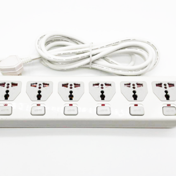 Universal Cable Extension Socket 6 Way Multi Electric Cable Extension Socket Universal Power Strip With overload protect