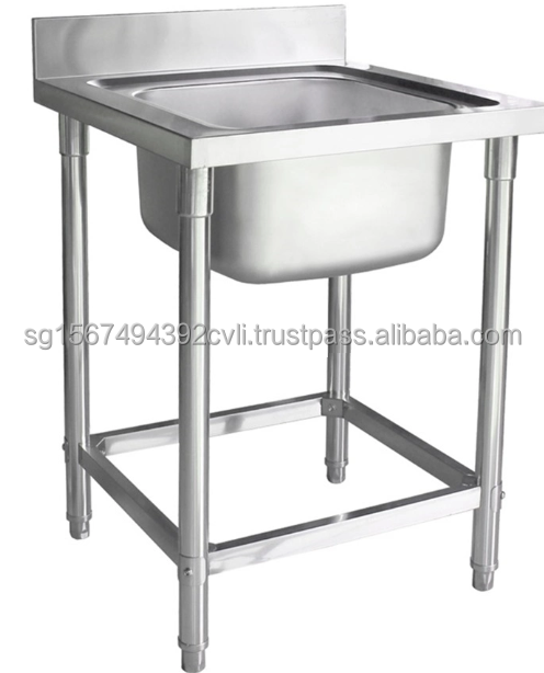 Customized 304 S/S Kitchen Appliance  Kitchen Sink Food Processing Table with Sink Single Basin