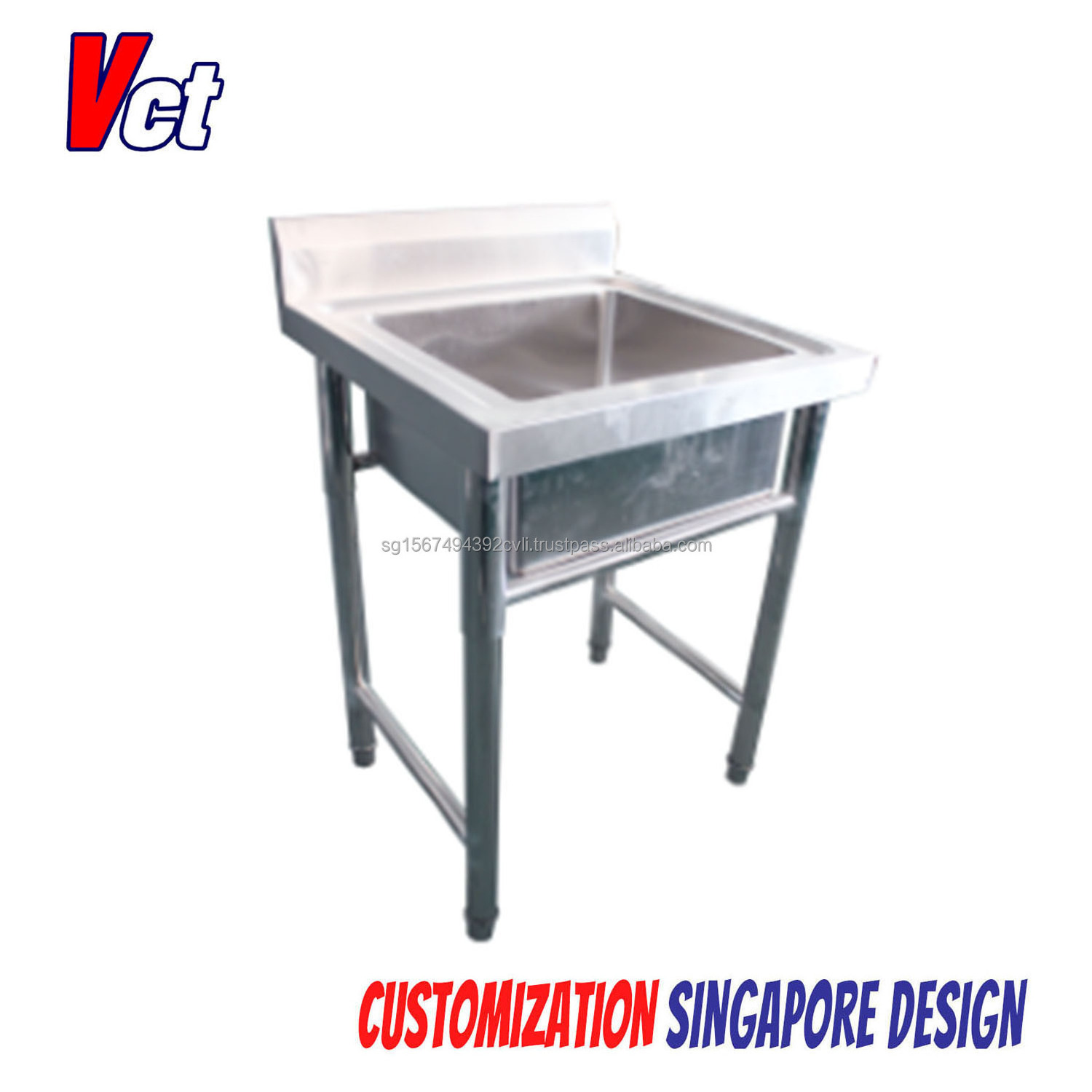 Customized  Stainless Steel Kitchen Appliance  Kitchen Sink Food Processing Table with Sink Single Bowl