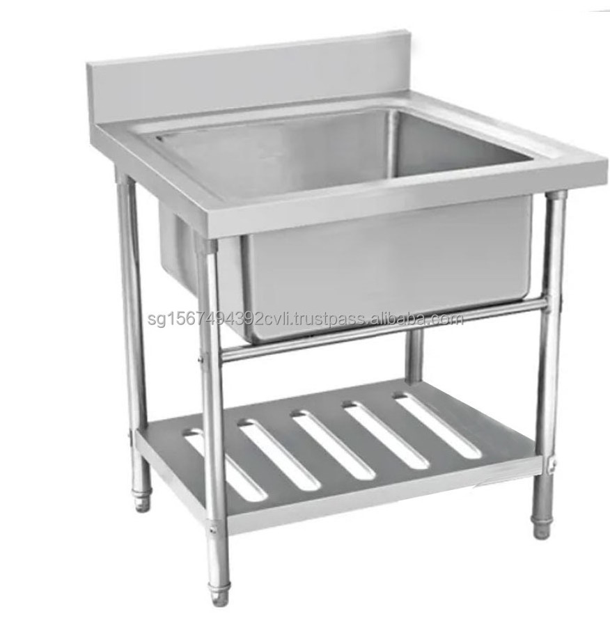 Customized 304 S/S Kitchen Appliance  Kitchen Sink Food Processing Table with Sink Single Basin