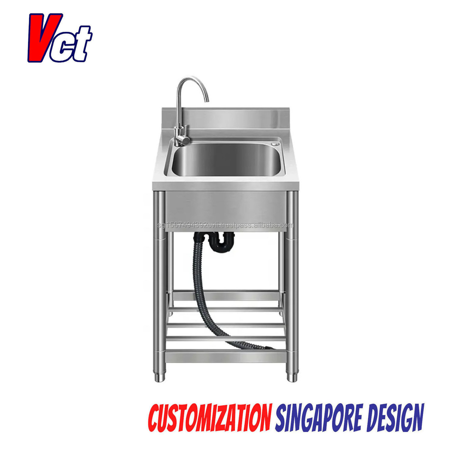 Customized  Stainless Steel Kitchen Appliance  Kitchen Sink Food Processing Table with Sink Single Bowl