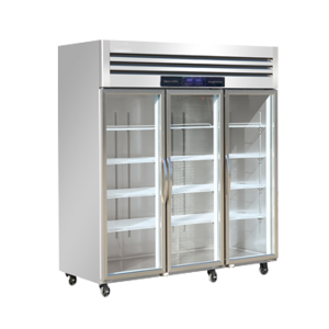 Three Glass door Upright Display Refrigerator for hotel kitchen