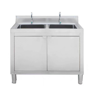 Industrial kitchen furniture stainless steel workbench kitchen cabinet with double sink bowl