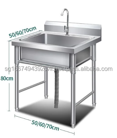 Customized 304 S/S Kitchen Appliance  Kitchen Sink Food Processing Table with Sink Single Basin