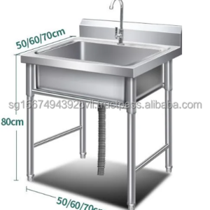 Customized 304 S/S Kitchen Appliance  Kitchen Sink Food Processing Table with Sink Single Basin