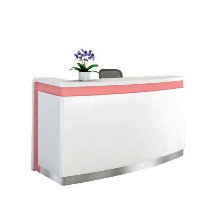 Sinonis Modern Popular Nail Counter Design Wooden Office Salon Desk Salon Pink Reception Desk