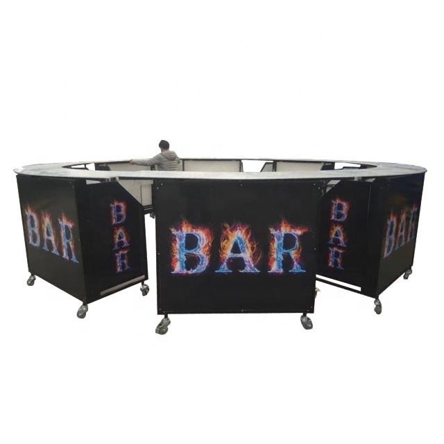 Party used curve Mobile music dj semi circle bar counter with led