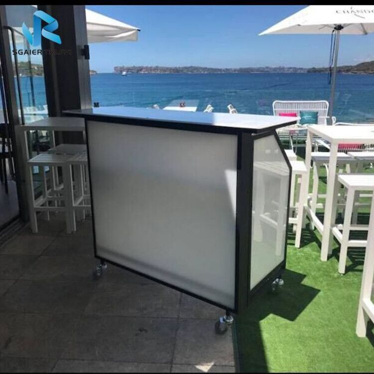 Hot sale used commercial LED PP board base folding mobile restaurant cafe bar counter