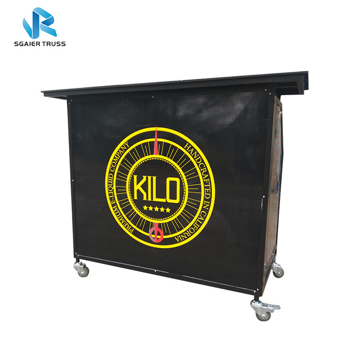 Hot sale used commercial LED PP board base folding mobile restaurant cafe bar counter