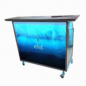 Hot sale used commercial LED PP board base folding mobile restaurant cafe bar counter