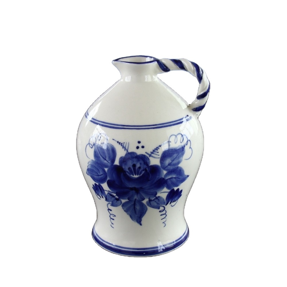 Hot sales Delft ceramic blue and white stoneware sauce seasoning wine bottle