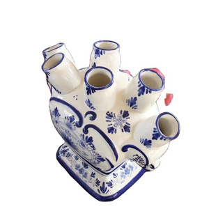 Ceramic Europe Style Blue and White Delft Ceramic Blue Stoneware Flower  Vase Home Decoration