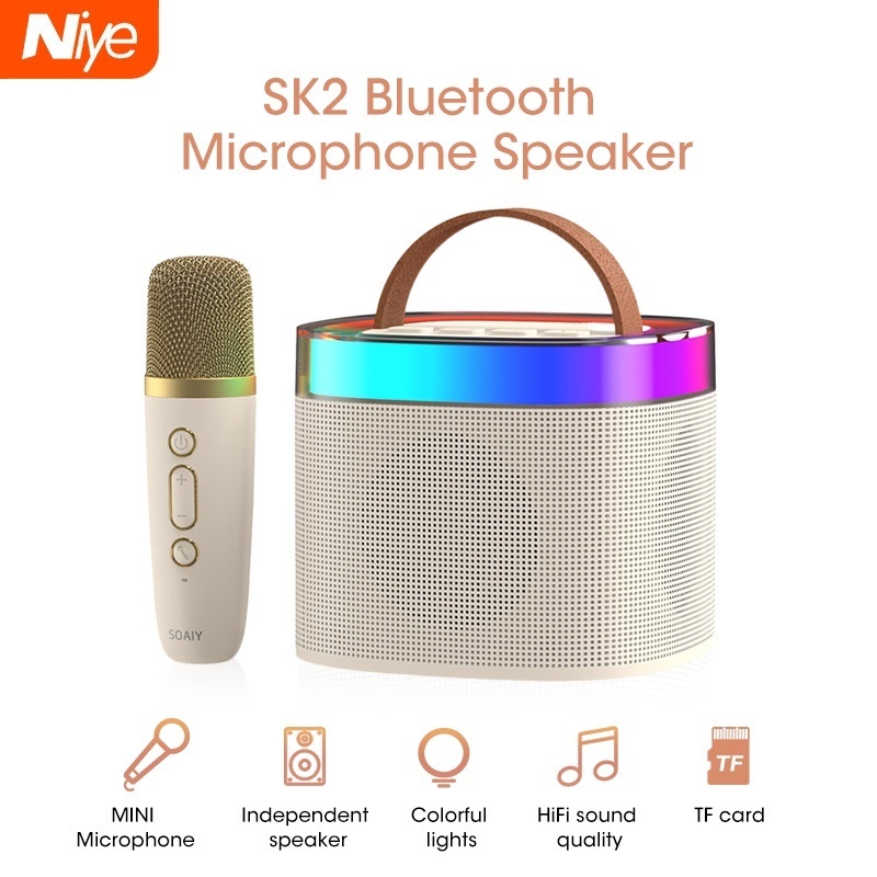 HIFI Heavy Bass Vedioke Set Blue tooth Speaker with A Microphone Karaoke Speaker Portable Singing Set Wireless