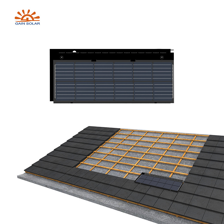 Power Generating Tile 50 Years Warranty Solar Panel Roof Tiles 3.2mm Tempered Glass Solar Roofing Tiles