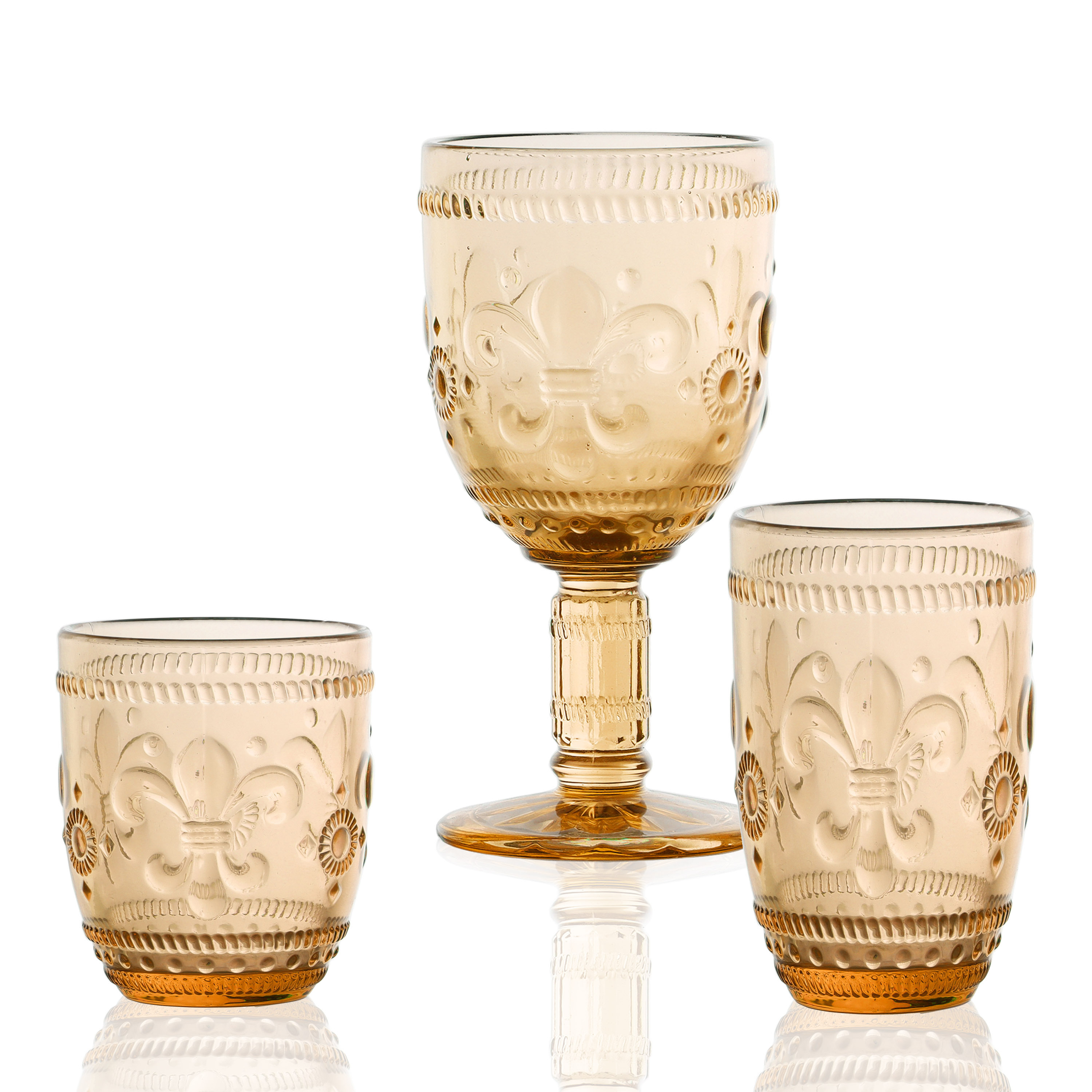 Cheap Factory Price embossed amber luster custom glassware cup set all size crystal wine glassware set custom oem colored thick