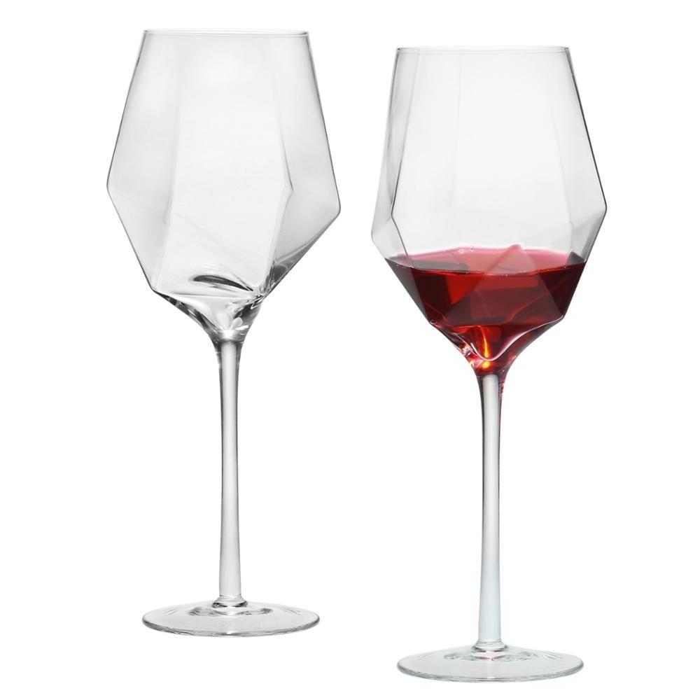 SXGC Unique Design of Art Hand Made Gifts Clear Diamond stemless transparent crystal handmade mouth blown oblet Wine Glasses