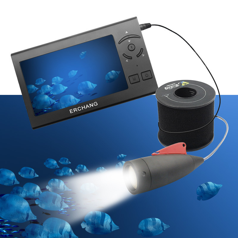 Fish Finder Camera Underwater Fishing Video with 8pcs LED Lights 140 Degree 4.3 inch Screen Cable 15m 30m for Fishing Rod Pole