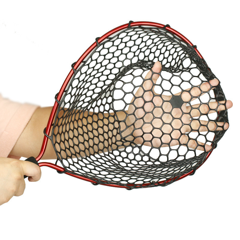 LETOYO Landing Net Carp Aluminum Alloy Frame Silicone Mesh Landing Net EVA Handle Hand Fly Fishing Landing Net