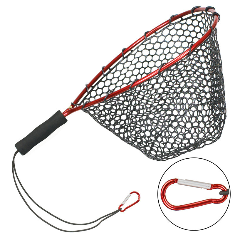 LETOYO Landing Net Carp Aluminum Alloy Frame Silicone Mesh Landing Net EVA Handle Hand Fly Fishing Landing Net