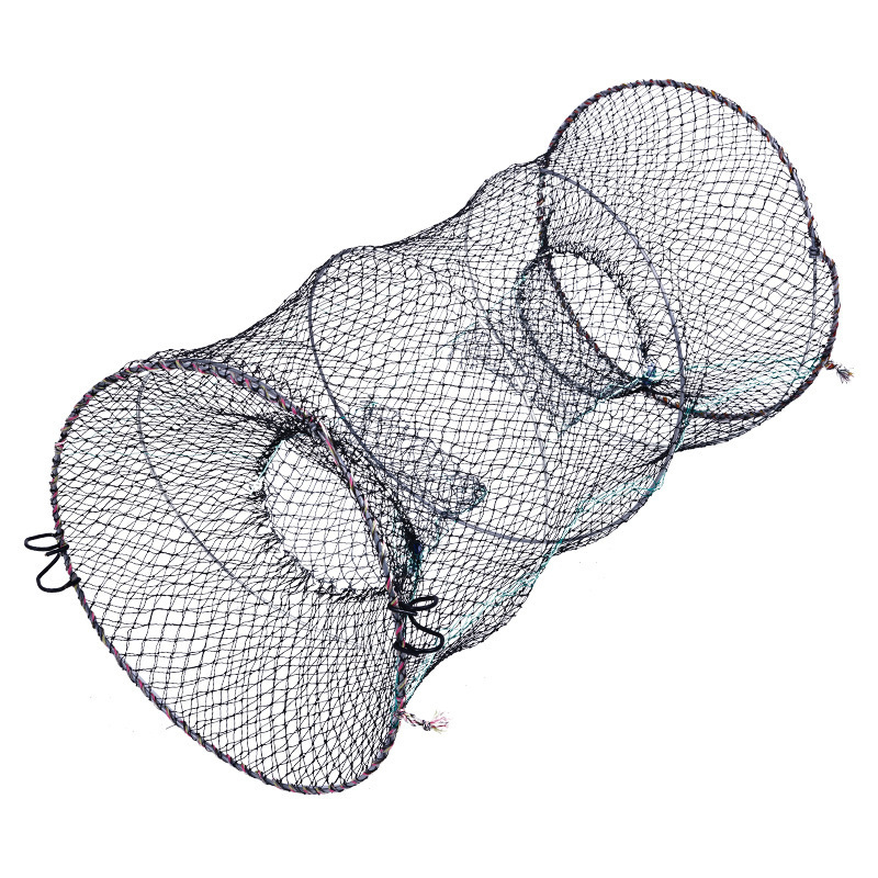 Large Mesh Crab Cage Spring Round Telescopic 6 Strands with Knotted Net Foldable Fishing Net