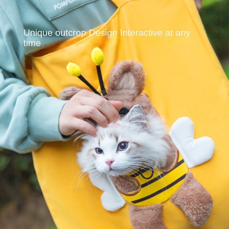 Recycled Eco Cute Design Canvas Pet Bags Backpack Cartoon Rabbit Bee Carrier Bags Korean Fashion One Shoulder Bag for Cat Puppy