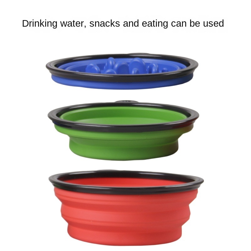 Pet Folding Jungle Slow Food Bowl Anti-Choke Dog Bowl Outdoor Portable Folding Bowl Pet Supplies in Stock