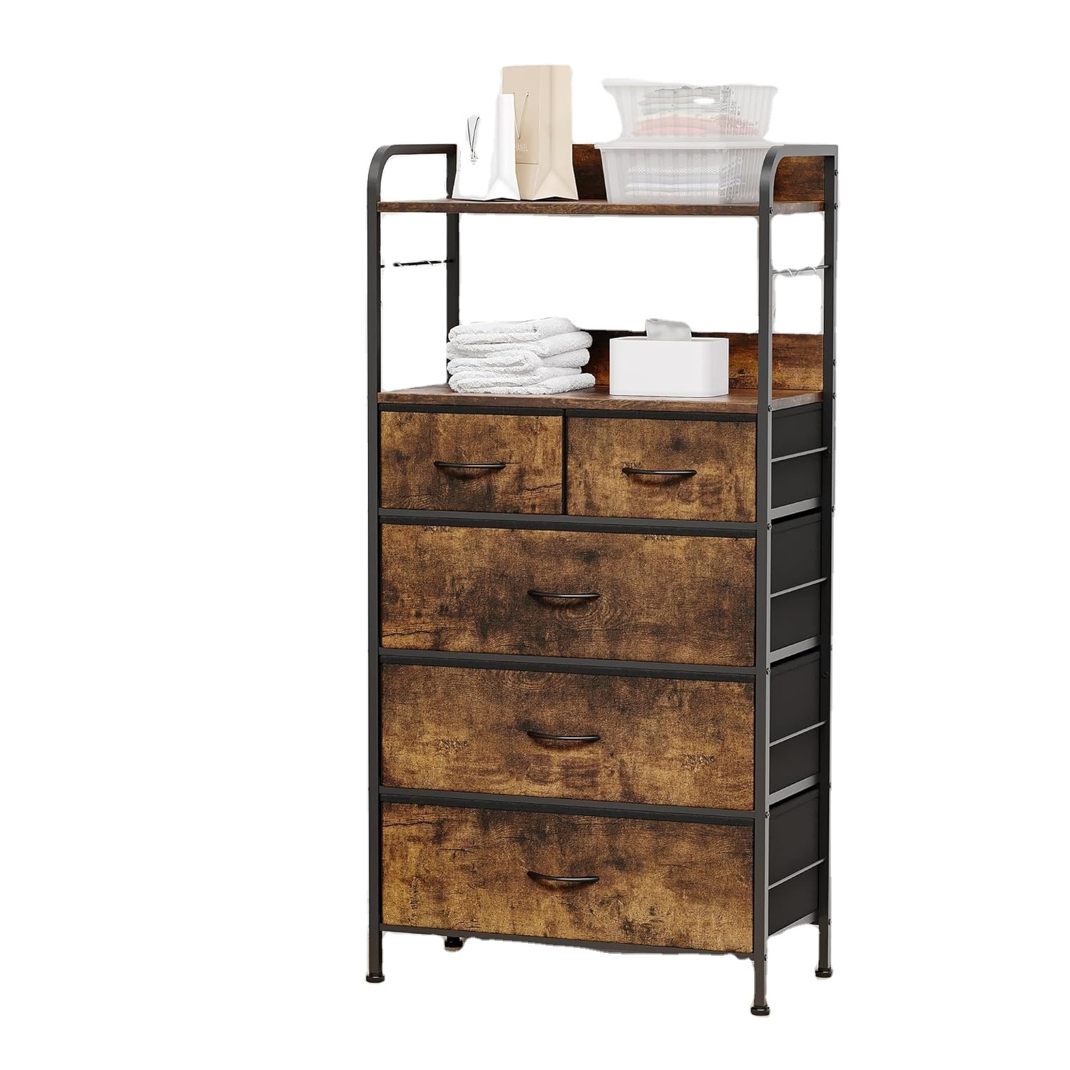 Dresser for Bedroom with 5 Drawers, Dressers & Chests of Drawers for Hallway, Entryway, Storage Organizer Unit with Fabric