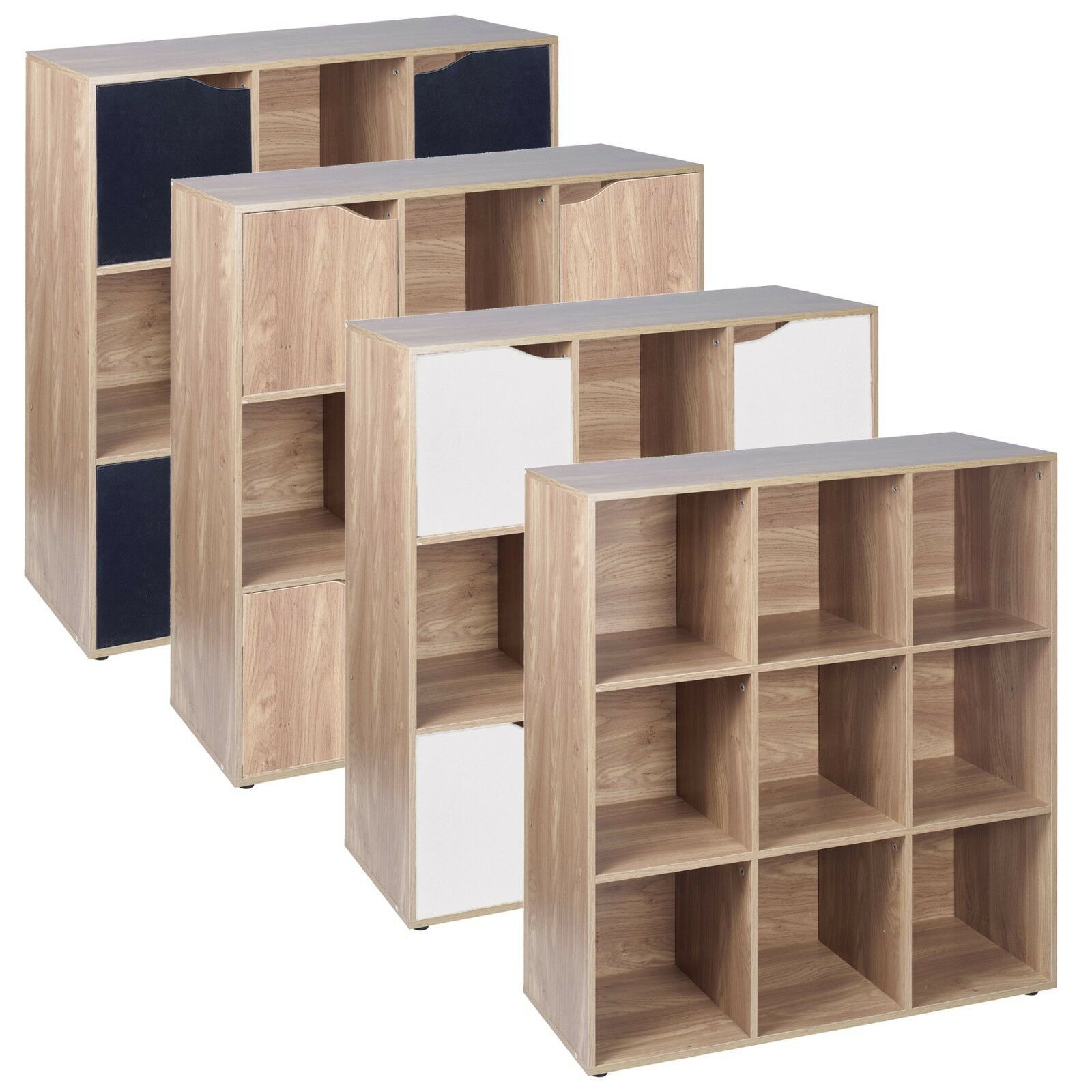 9 Cube Oak Wooden Bookcase Shelving Display Modular Storage Unit Wood Shelf Door